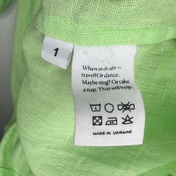 Sleeper Lime Green Linen Midi Nightgown Dress Size Small - Picture 7 of 10